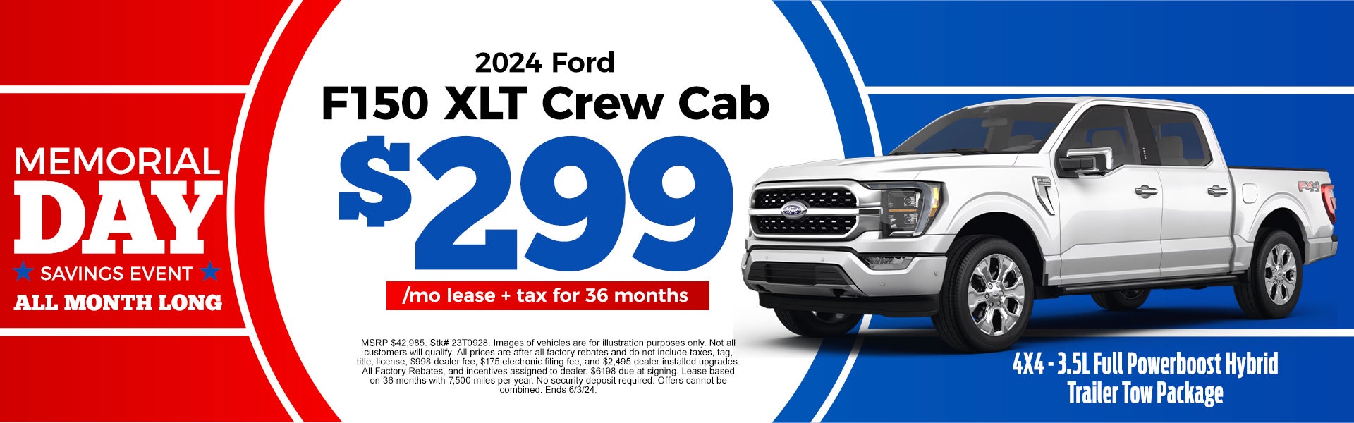 2023 Ford F-150 XLT Crew Cab $299/mo