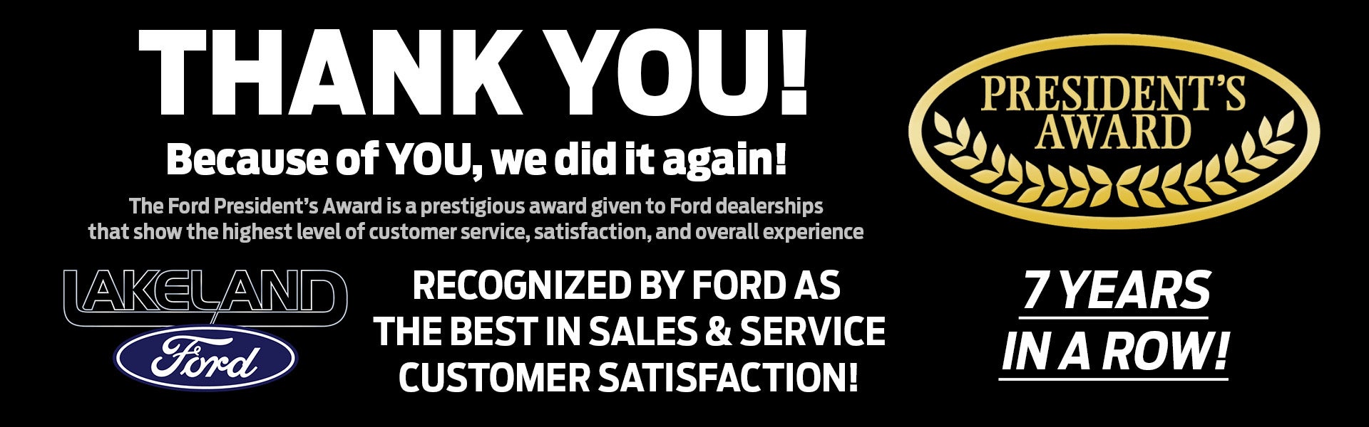 7th time winner of the Ford President's Award