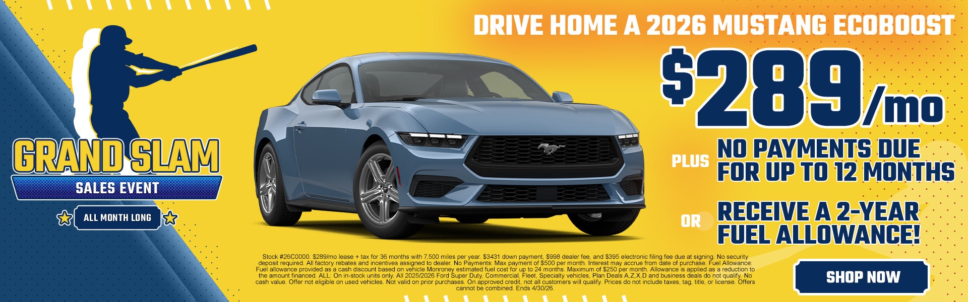 2026 Mustang $289/mo