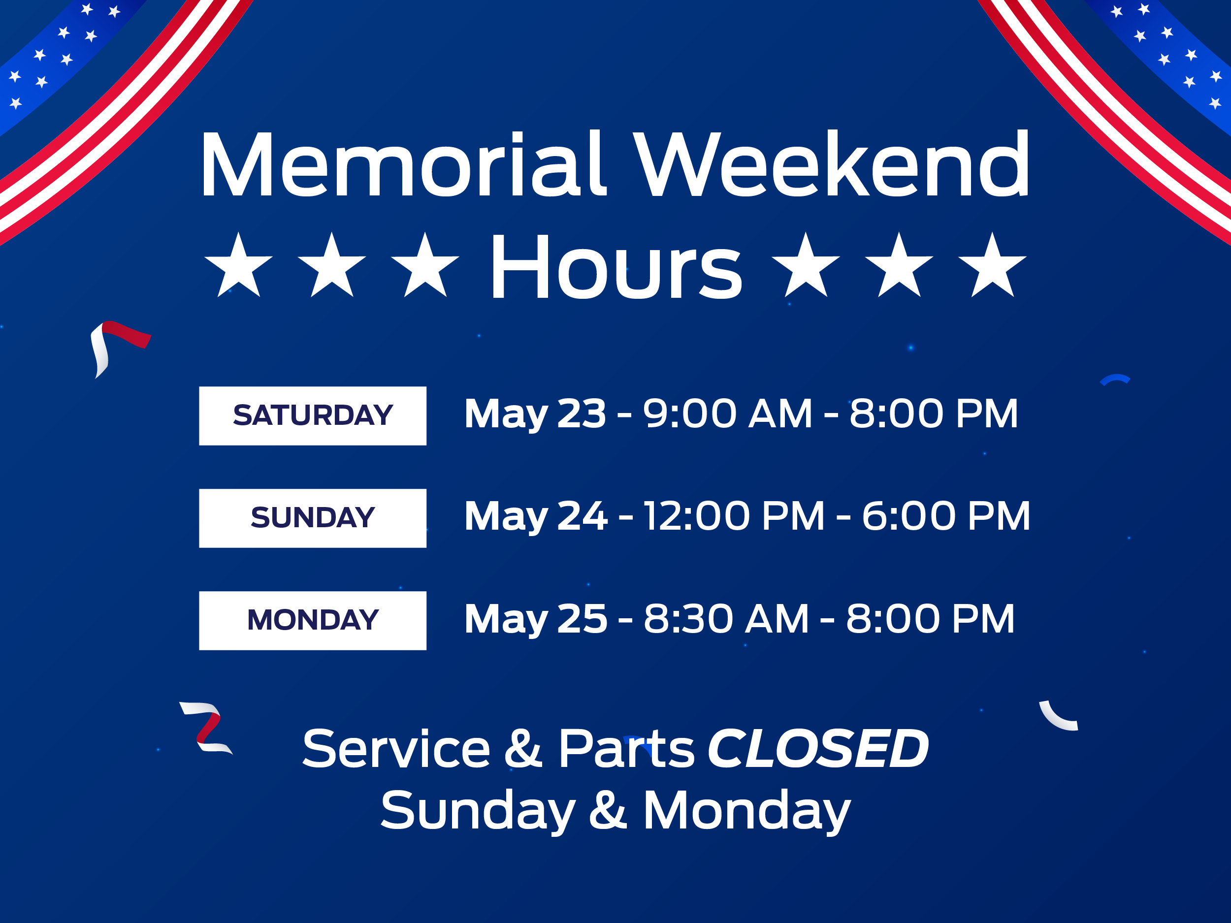Memorial Day Hours at Lakeland Ford