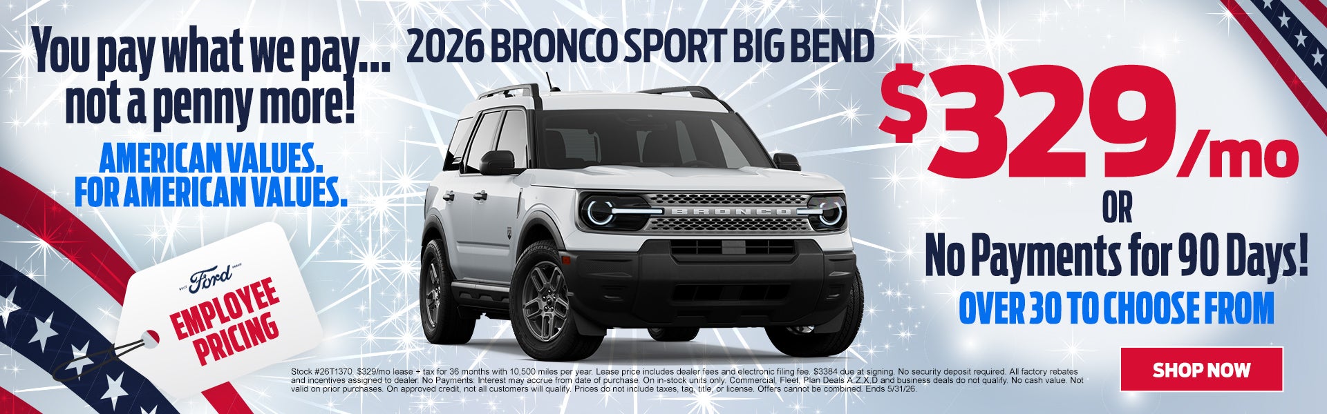 2026 Bronco Sport $329/mo