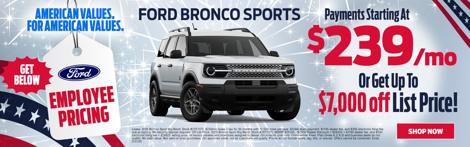 2026 Bronco Sport $329/mo