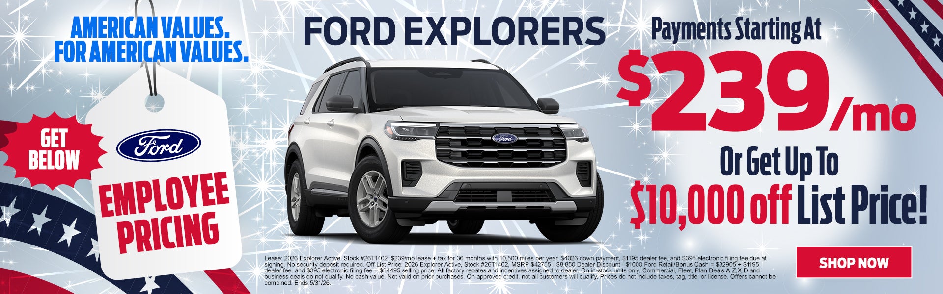 Drive a 2026 Explorer Active $329/mo OR ZERO DOWN