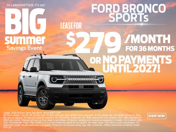 2026 Bronco Sport $279 OR No Payments until 2027!