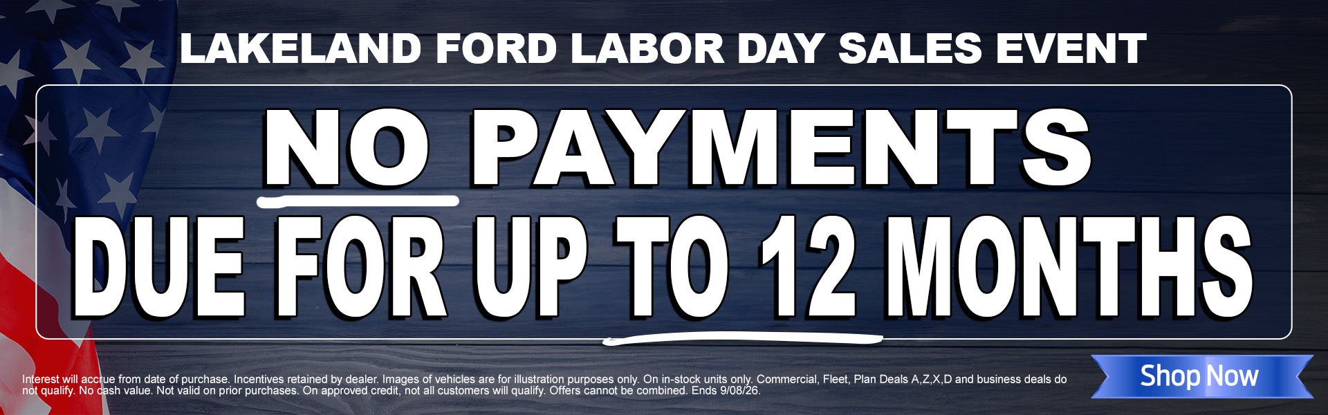 NO PAYMENTS FOR UP TO 12 MONTHS