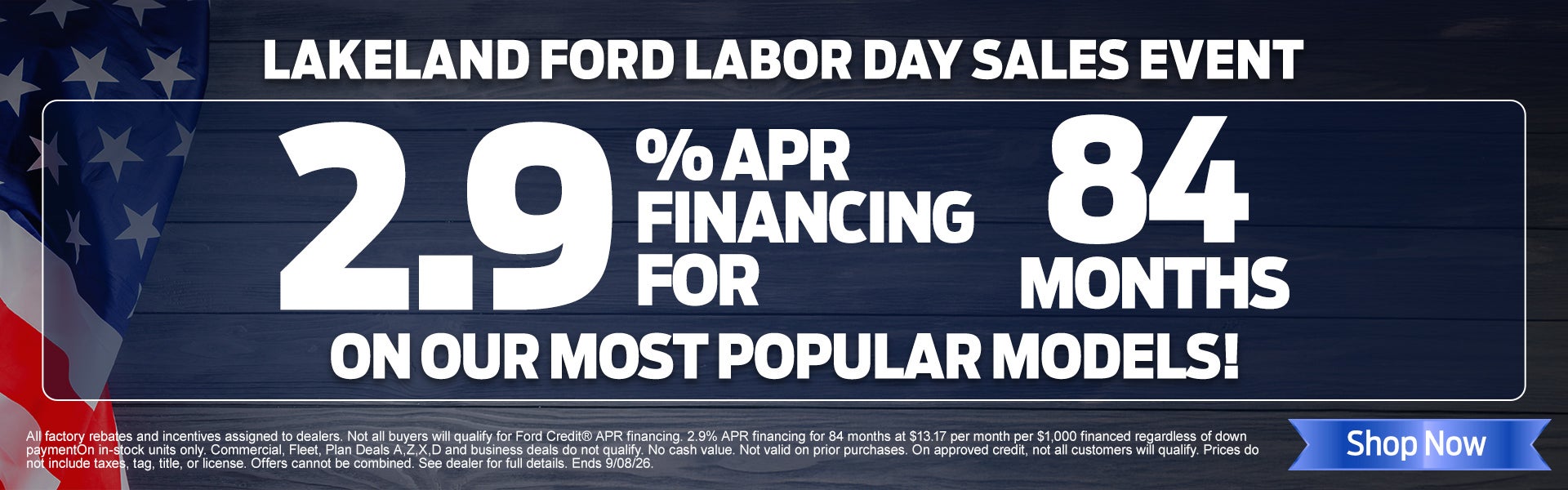 2.9% APR for up to 84 months