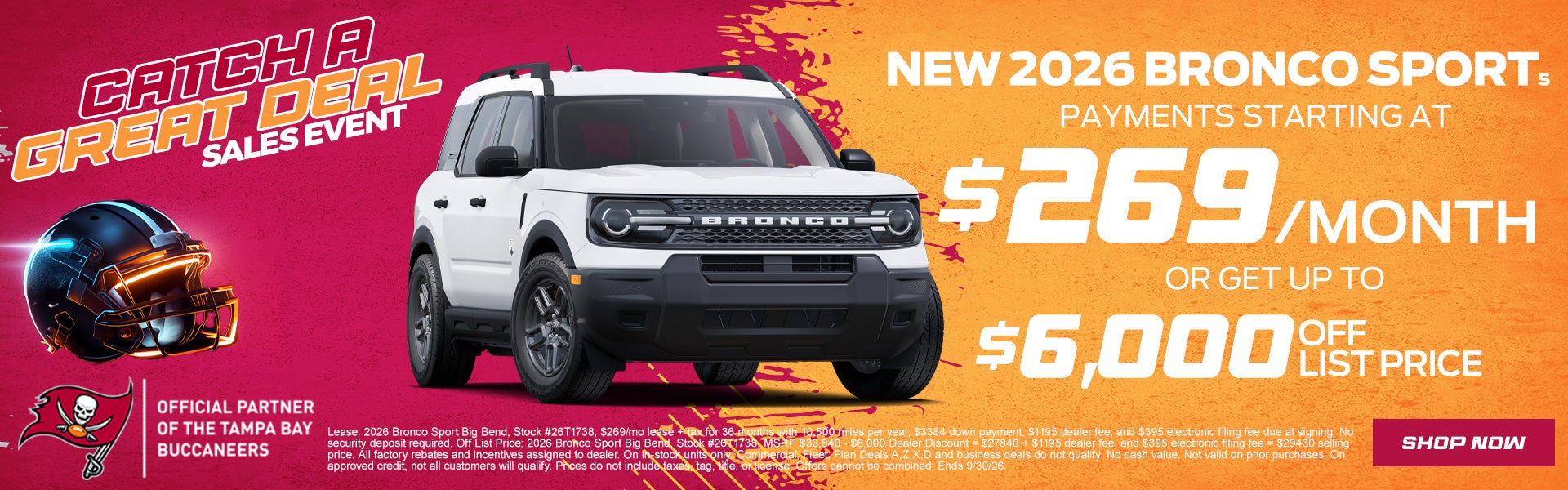 2026 Bronco Sport $269 a week 