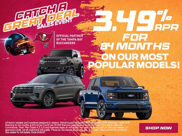 3.49% APR for 84 months on our most popular models