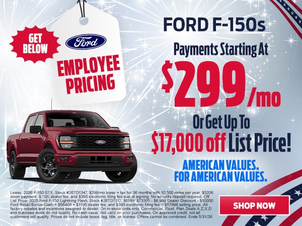 F-150's starting at $299/mo