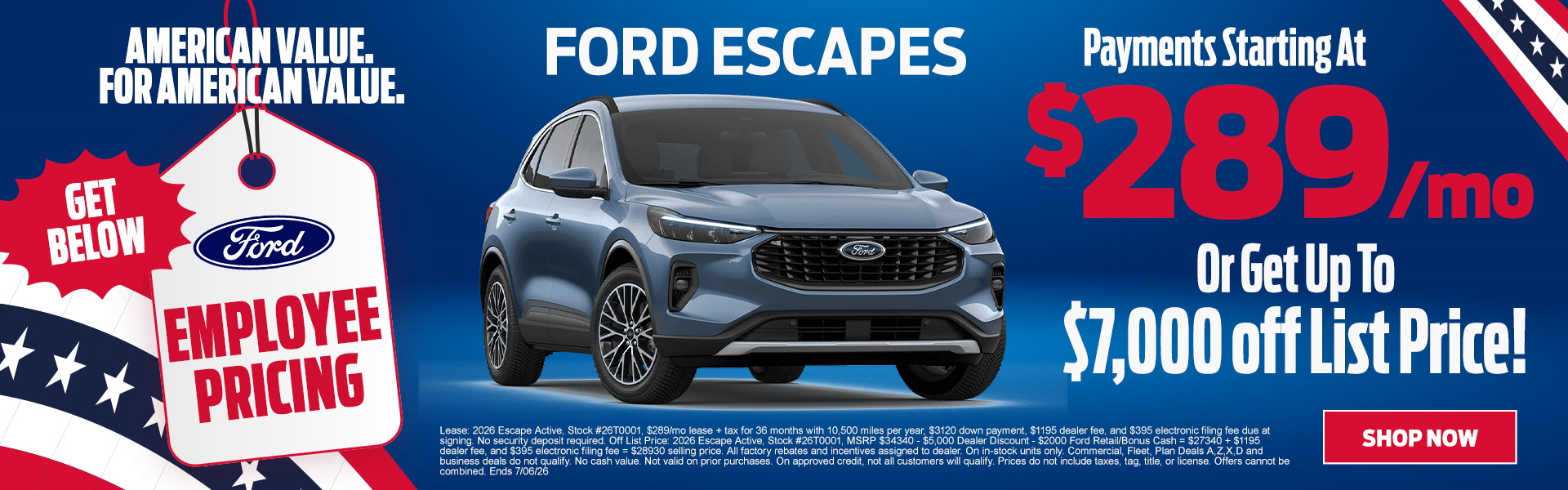 Ford Escape starting at $289/mo OR get up to $7,000 off