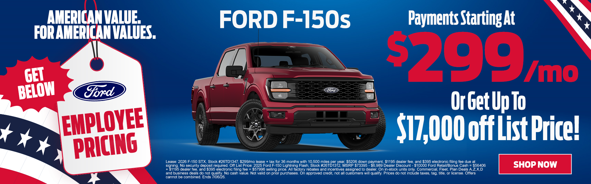 Drive a 2025 F-150 XLT $299/mo OR up to $17,000 off