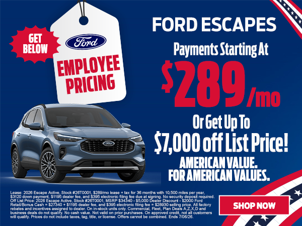 Ford Escape starting at $289/mo OR get up to $7,000 off