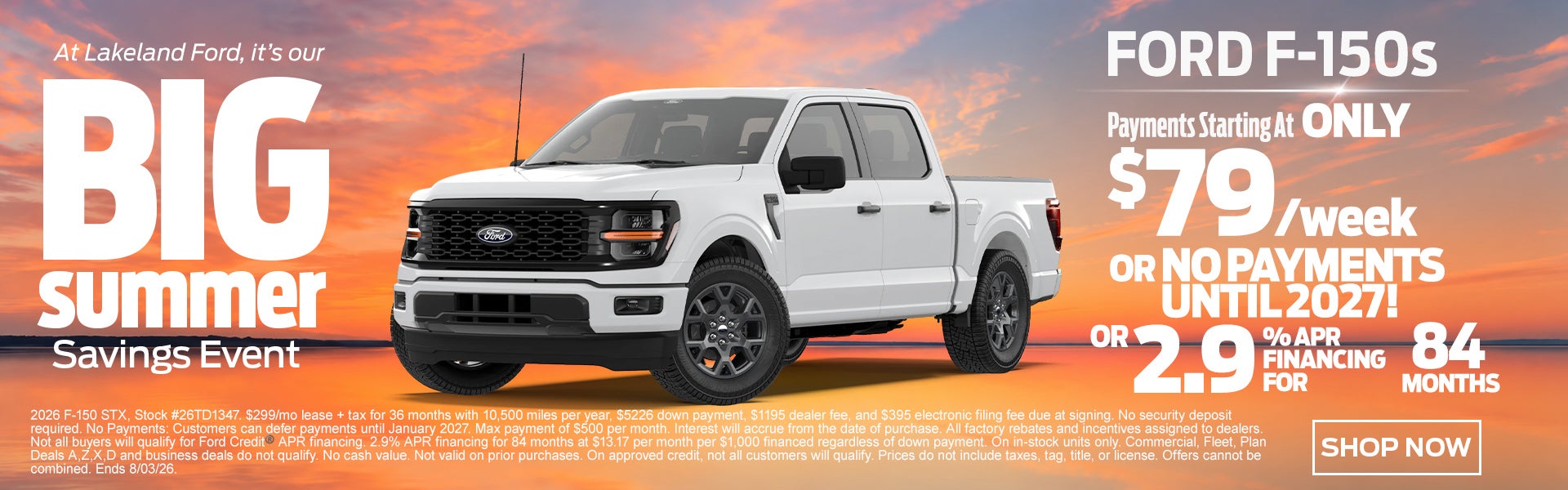 Drive a 2025 F-150 XLT $79 a week OR No Payments until 2027!