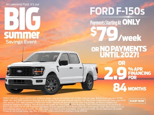Drive a 2025 F-150 XLT $79 a week OR No Payments until 2027!